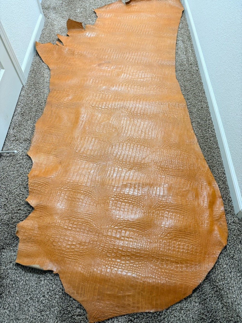 Tan Embossed Croc Leather Hide - Large